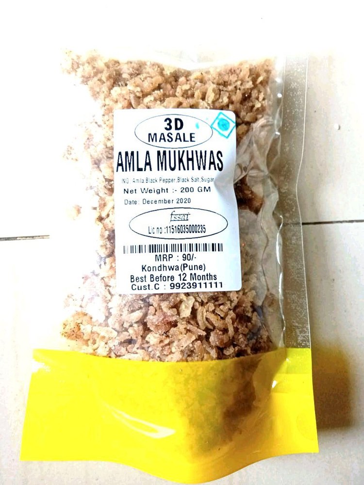3D Masale 200gm Zipper Pack Amla Mukhwas, Crush, Packaging Size: 200gm And 1kg Pack