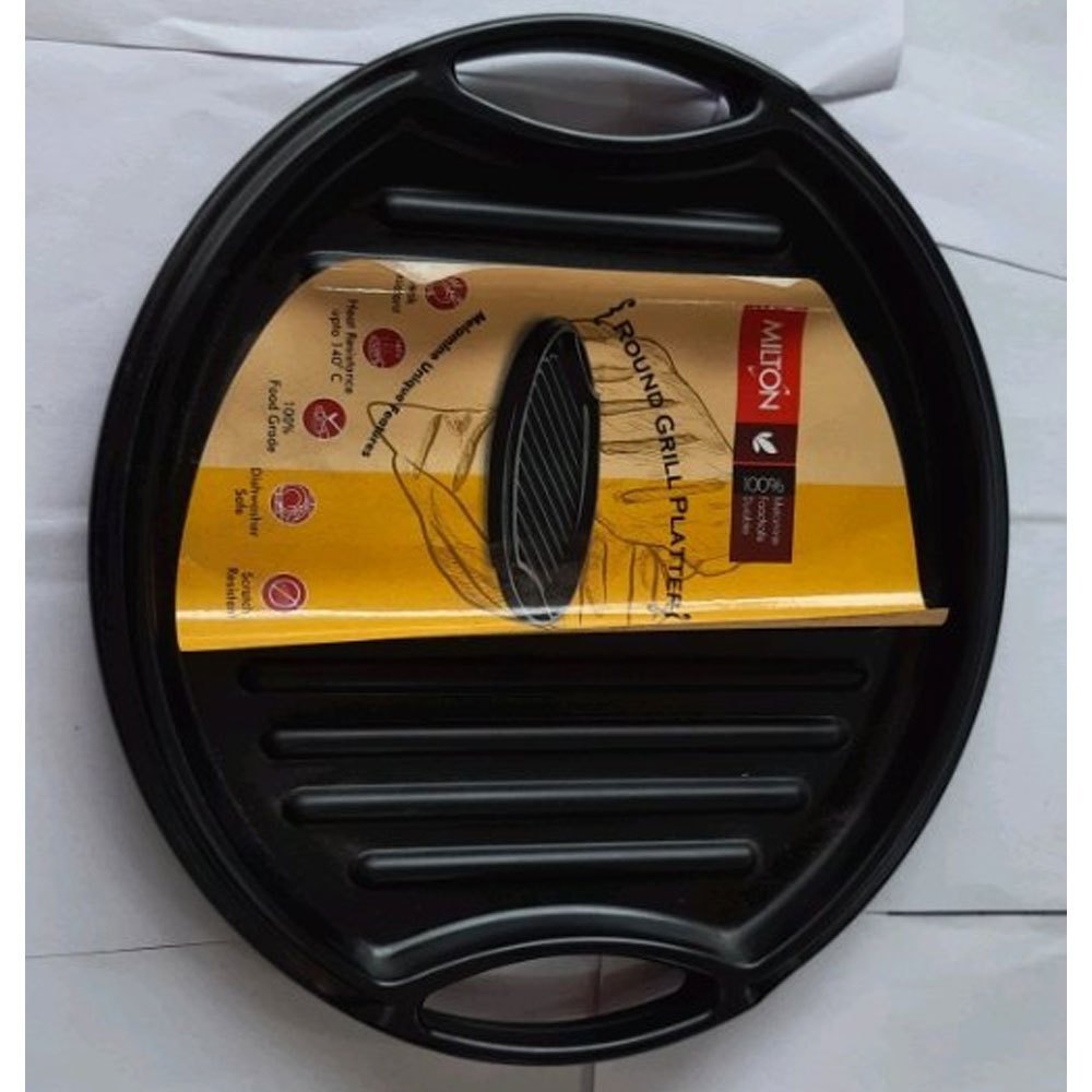 Black Gas Milton Melamine Round Grill Plate, For Hotel and Restaurant, Size: 5 Inch