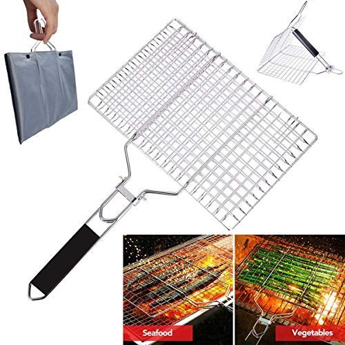 Silver Steel Bbq Grill Basket, For Commercial, Size: 30x35 Cms