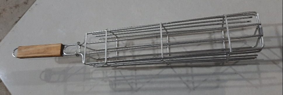 Khushi Silver Steel Veggie Grill Basket, For Home, Size: 19.4 x 2.75 X2.25