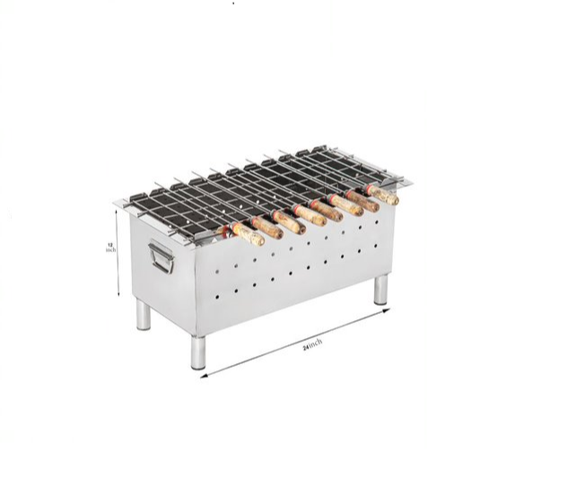 DYNAMIC Silver Table Top Charcoal Barbecue, For Restaurant, Size: 24*12 Inch