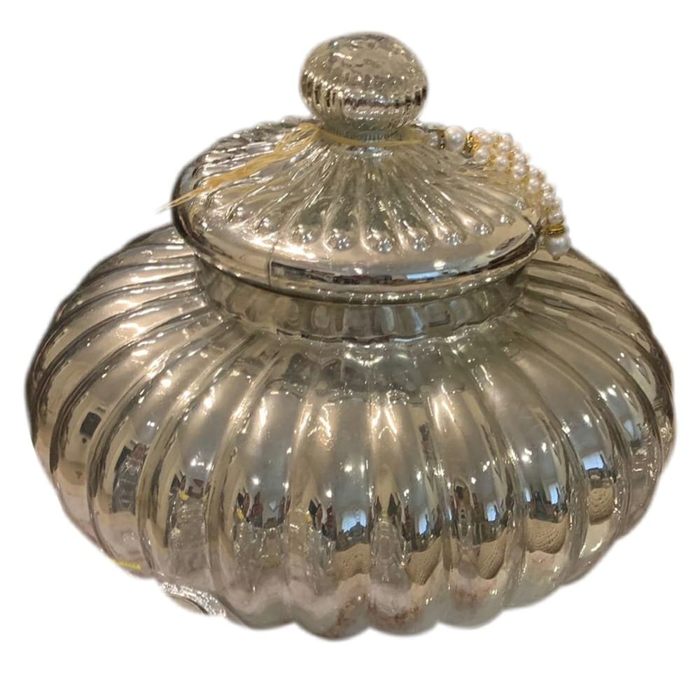 Silver Glass Food Jar, 2 Kg