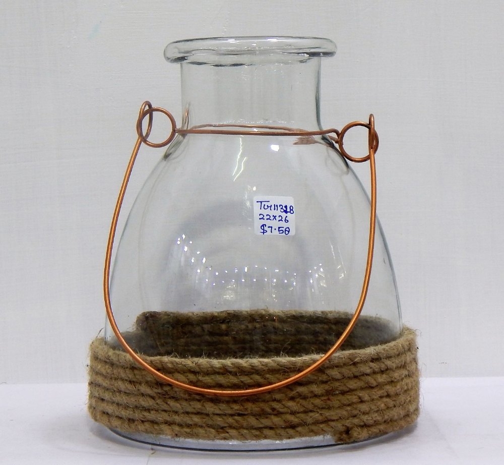 Decor Glass Jar W/Handle