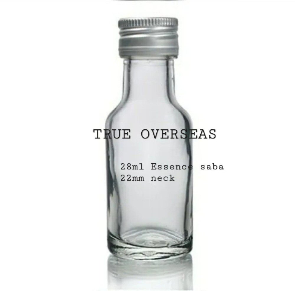 Transparent 28 ml Essence Clear Empty Glass Bottle, Almunium