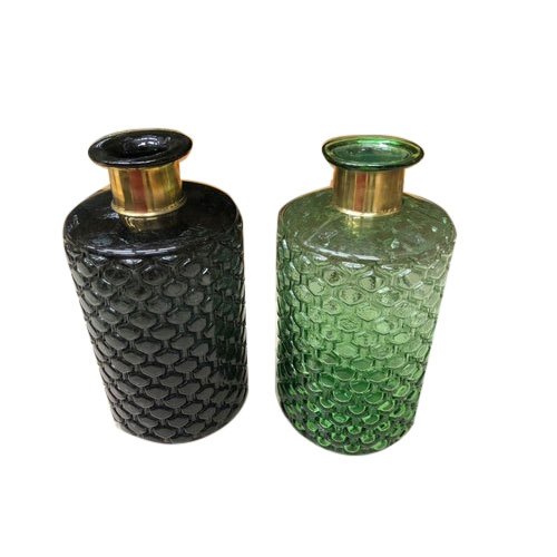 Green And Black Glass Fancy Bottles, Size: 5 Inch