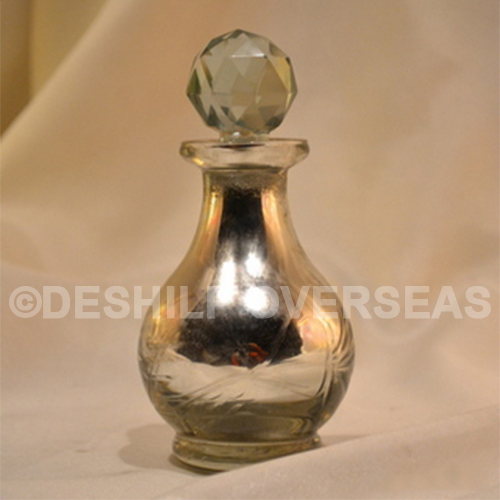 Deshilp Overseas Gold Glass Perfume Bottle, Size: Dia - 6 cm Height - 13 cm