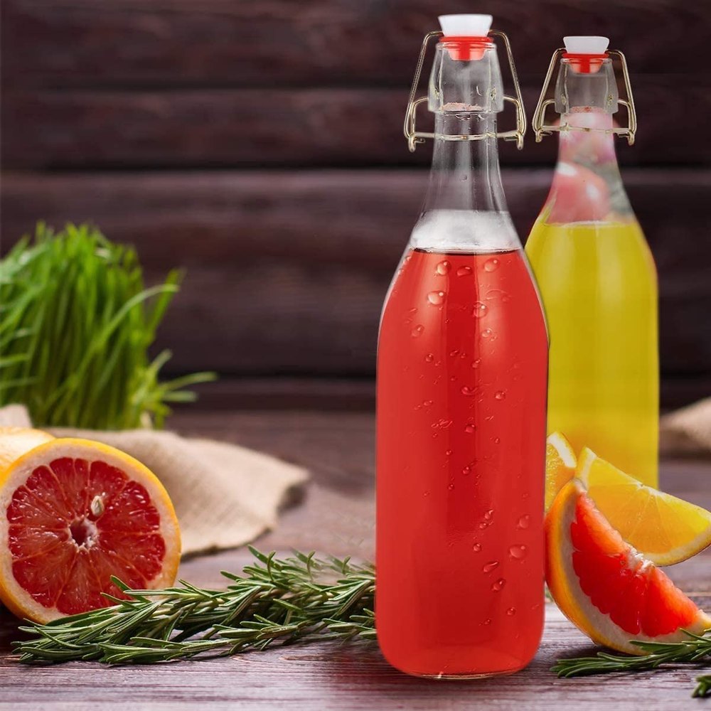 1L Flip Top Glass Water Bottle, For Storage Purpose