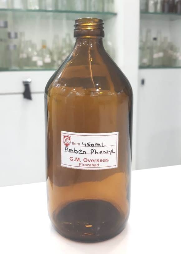Generic 450ml Phenyl Amber Empty Glass Bottle, 25mm Screw
