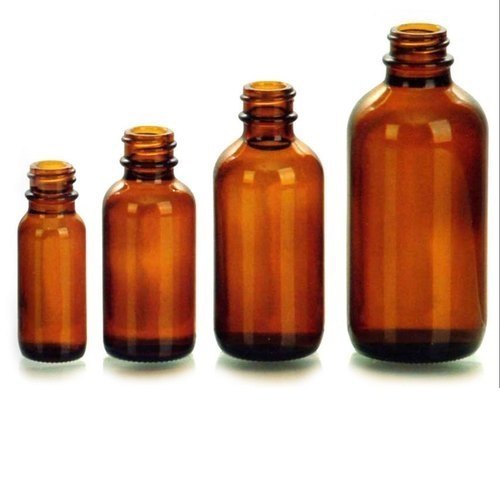 Round Amber Glass Bottles, 5ml to 100 ml, Plastic Cap
