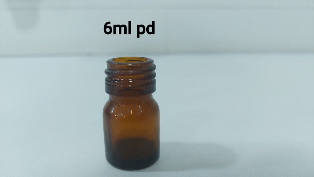 Round Amber Pharma Glass Bottle, Size: 6 ML