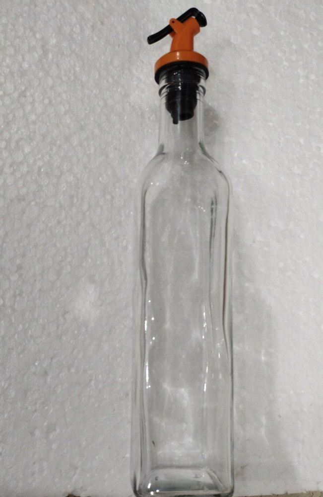 Transparent Glass Bottles With Dispenser, Square