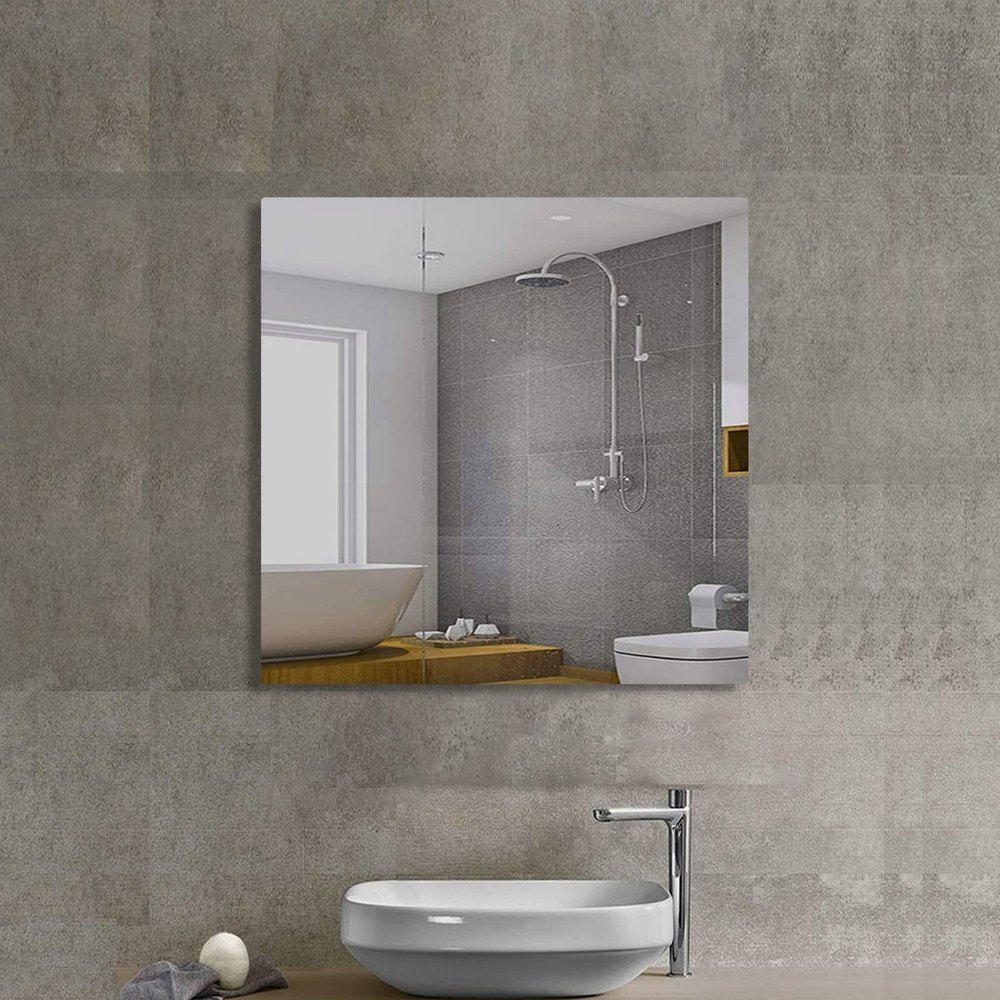 Silver Polished Flair Glass FrameLess Square Mirror, For Bathroom, Size: 18 X 18 Inch