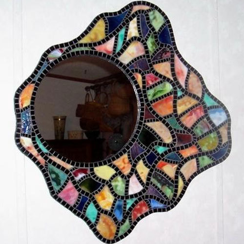 Multicolor Stained Glass Mirror, Size: Upto 8 X 4 Inch