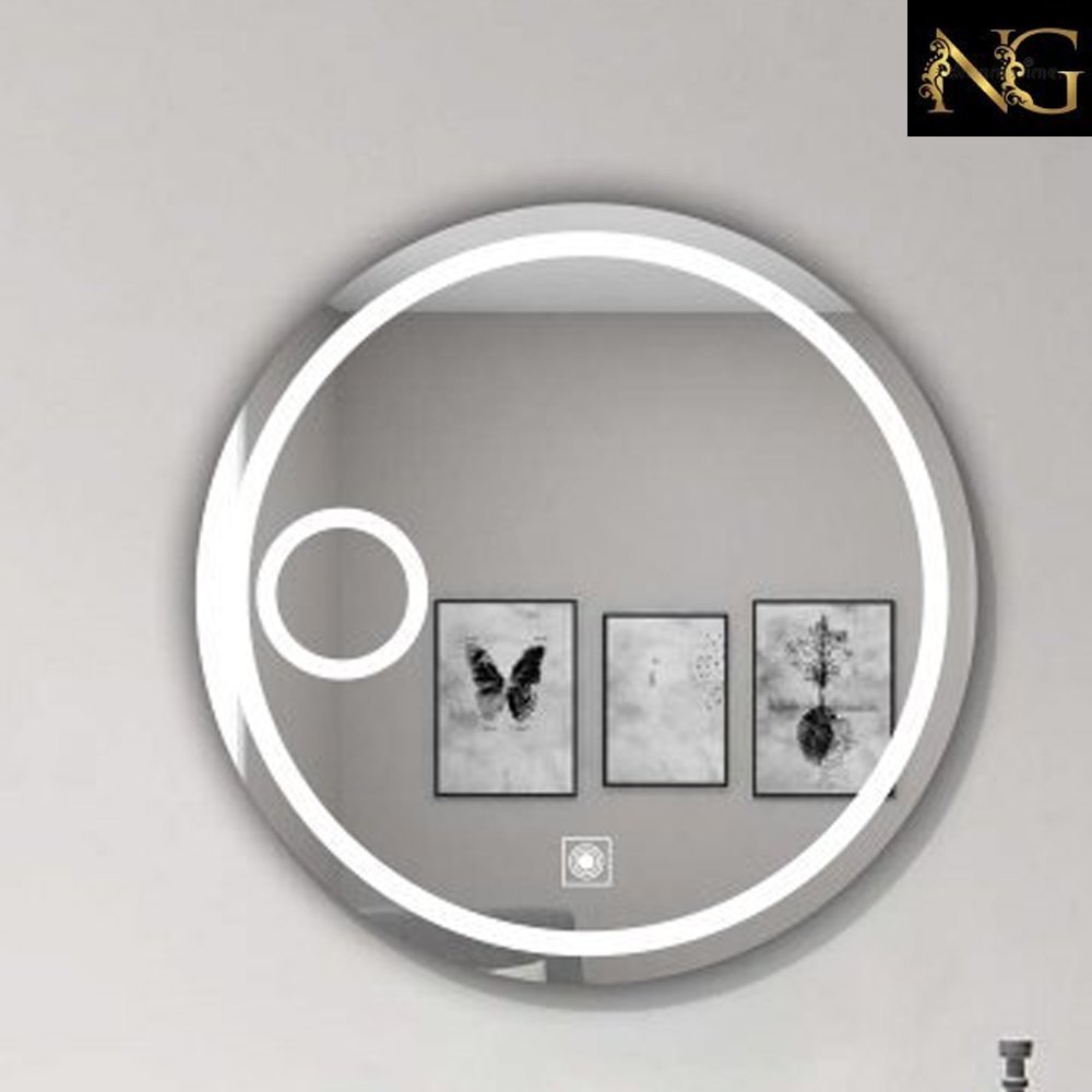 NG Cool White Round Led Light Glass Mirror, Thickness: 5mm, 5W