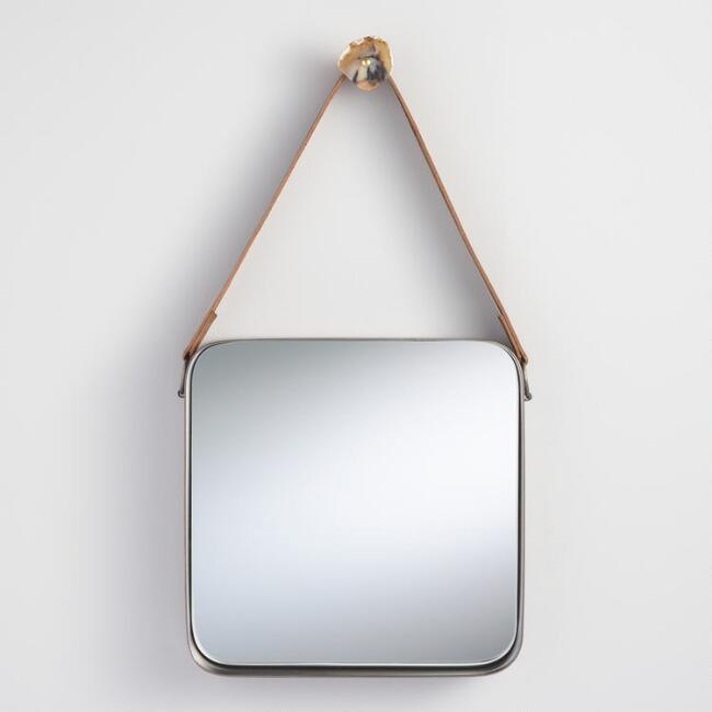Silver Wall Mirror Square With Rope