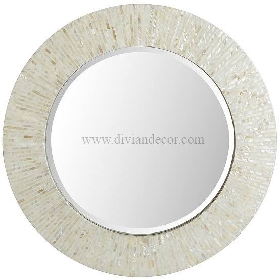 White Mother of Pearl Inlay Mirror, For Home, Thickness: 10 - 12 mm