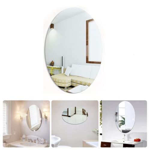 Glass, Plastic Silver OVAL SHAPE STICKER MIRROR (17 & 27 CM), Size: Free, Mirror Shape: Round