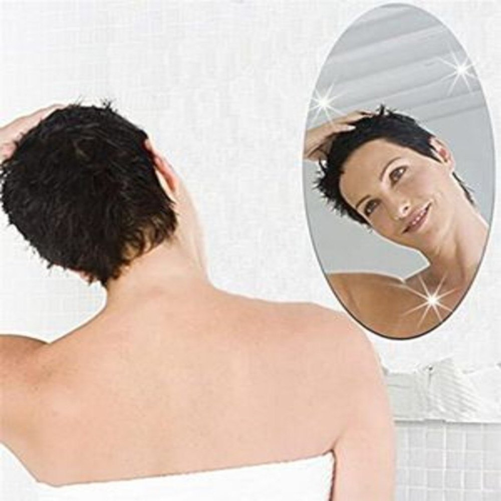 White Oval 3D Mirror Sticker, For Houses