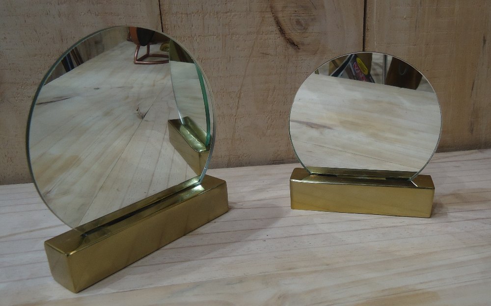 Spherical Designs Aluminium Table Mirror - Brass, Size: 8/6 Inch