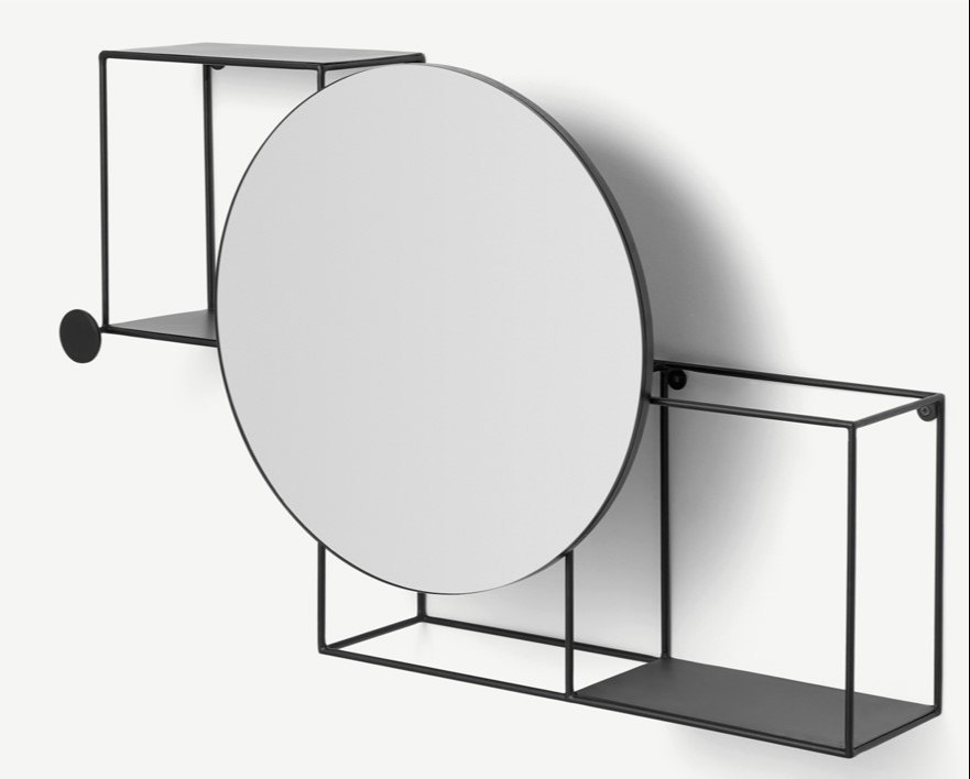 Iron & Glass Black Wall Mirror, Size: 78 X 15 X 52 Cms, Mirror Shape: Round