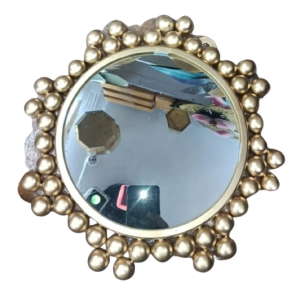 Toughened Golden 24.5inch Iron Wall Mirror, For Home, Size: 24.5inch(Dia)