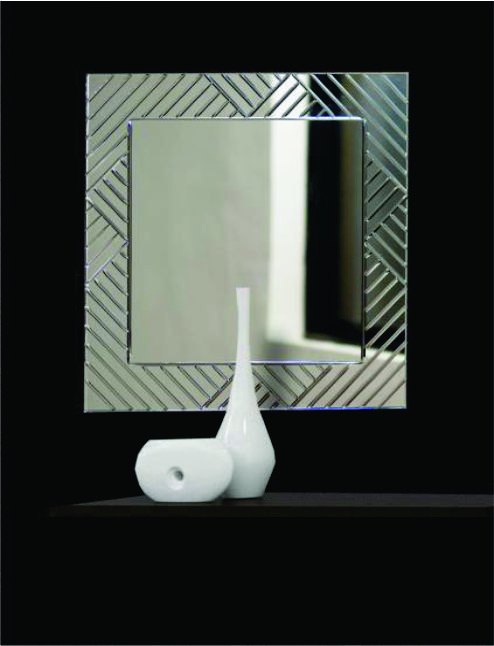 Sparkle Square 5 mm Glass V.Grooving Mirror, For Bathroom, Size: 24x24 Inch