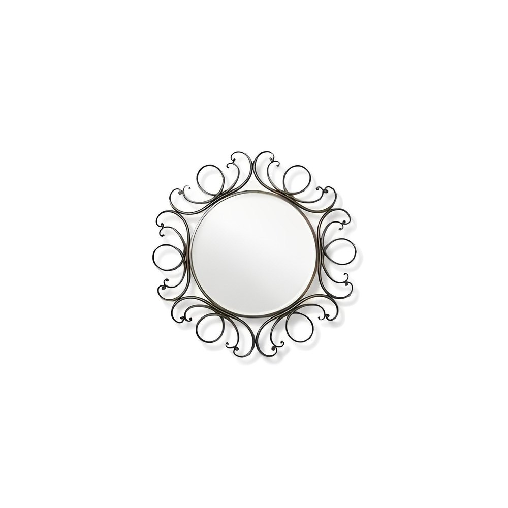 MS And Glass Black Wrought Iron Wall Mirror, Packaging Type: Box, Mirror Shape: Round