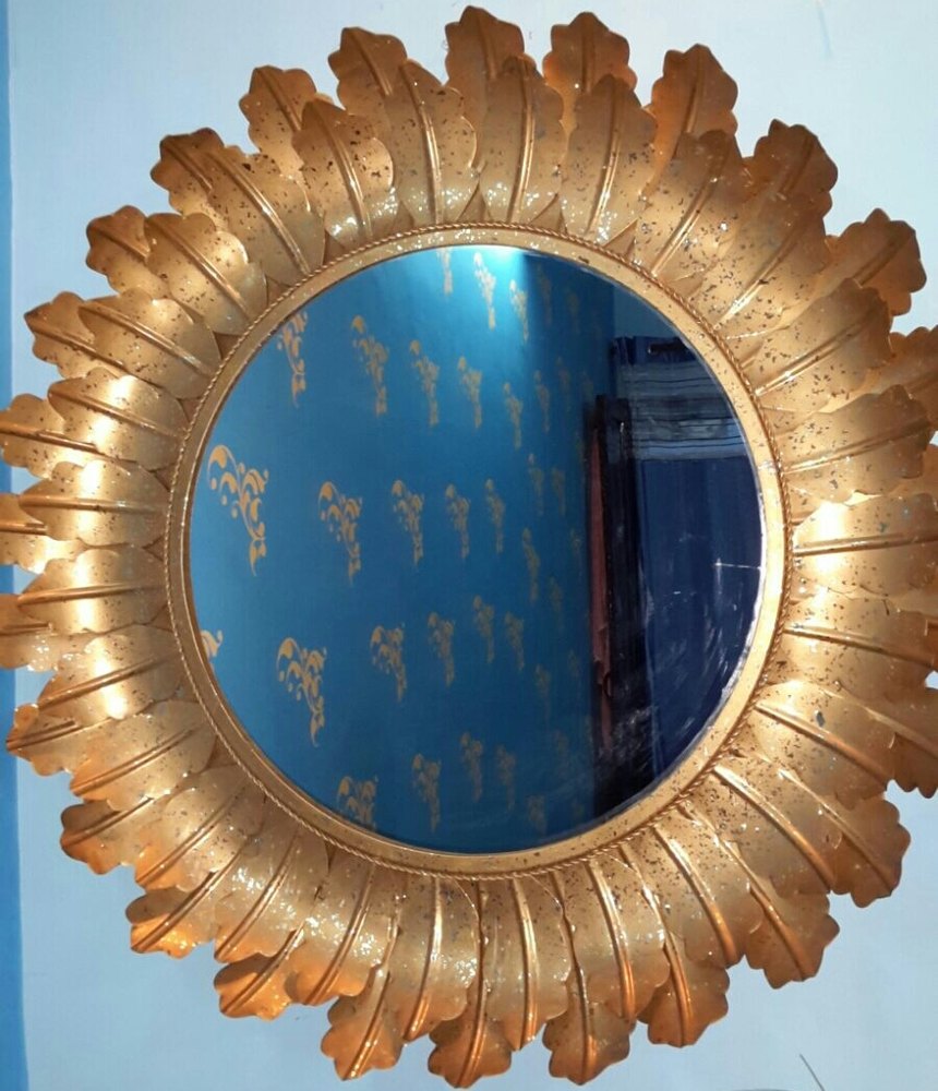 Wrought Iron Wall Decor Mirror, Mirror Shape: Round