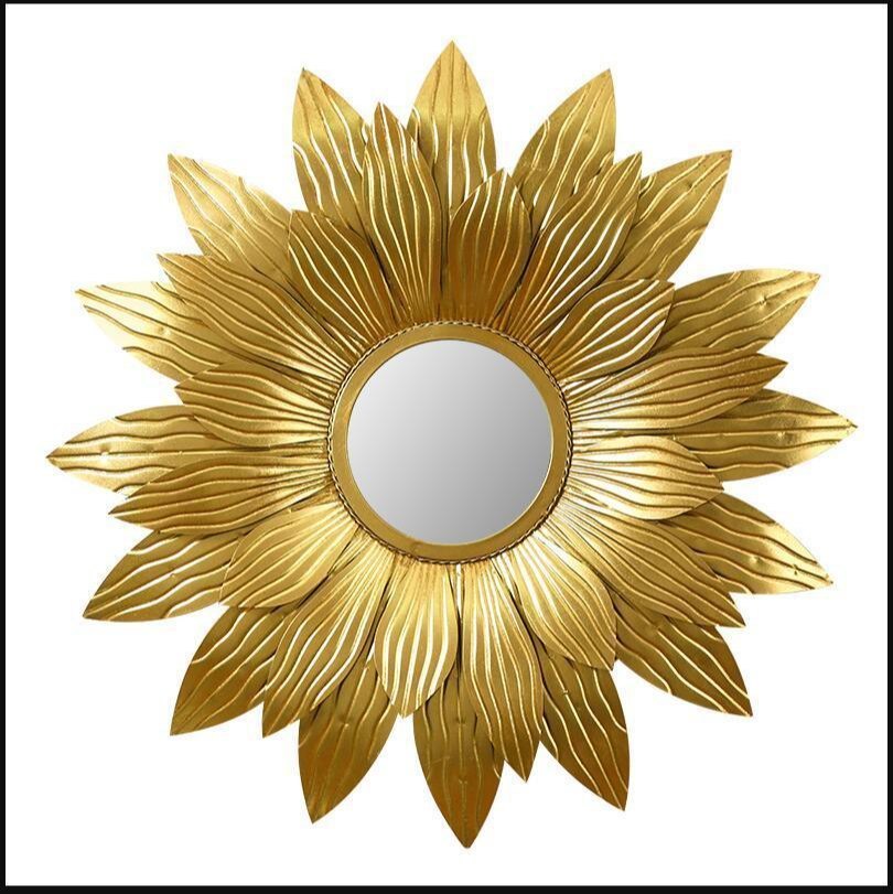 Gold Brass Wrought Iron Wall Mirrors, For Home