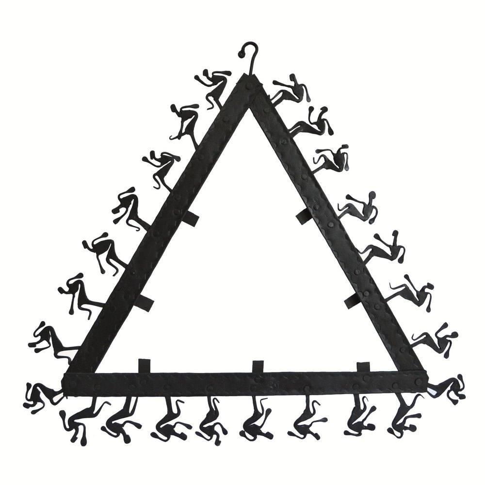 Black Modern Triangular Wrought Iron Mirror