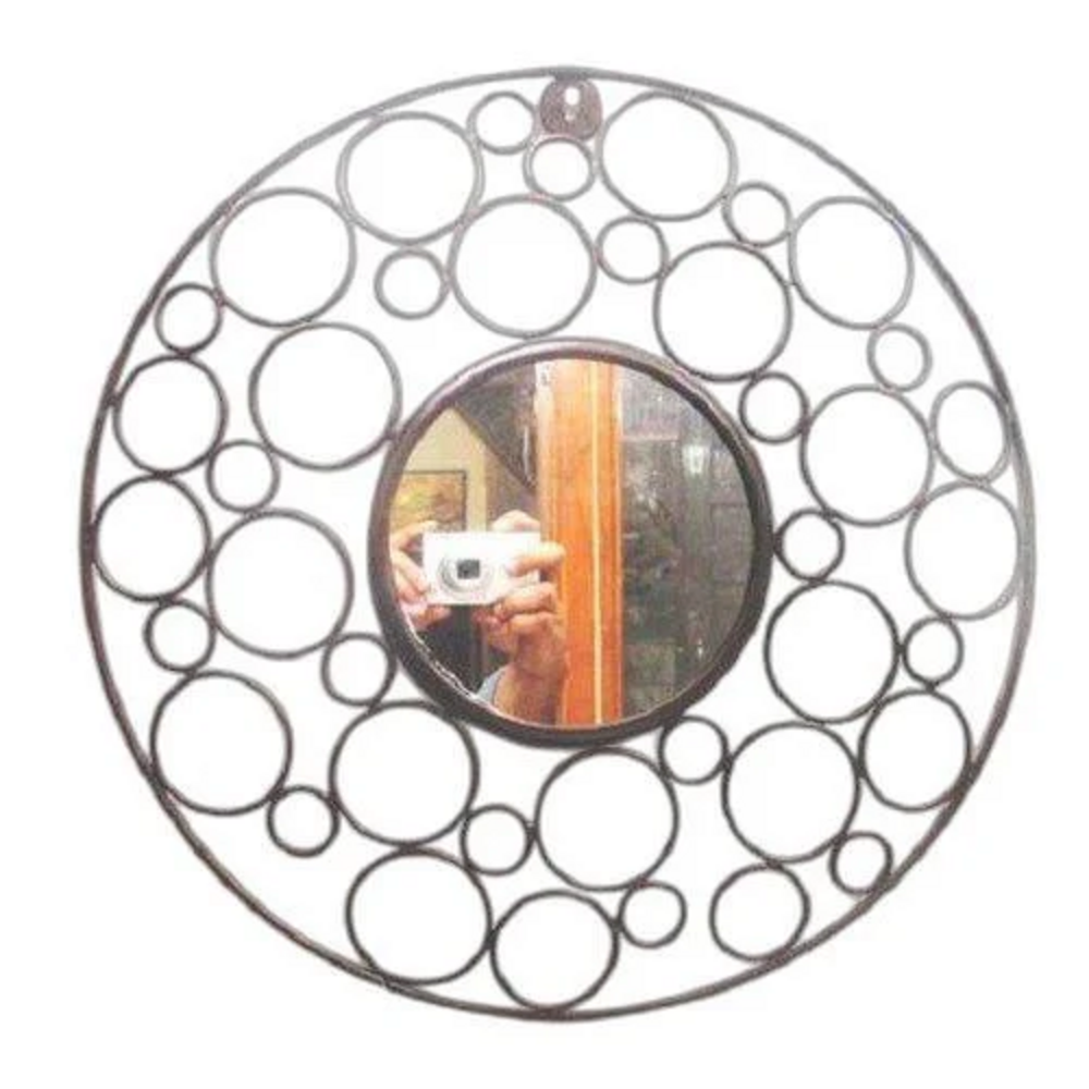 Black Round Wrought Iron Wall Mirror, For Home, Size: 30 Inches