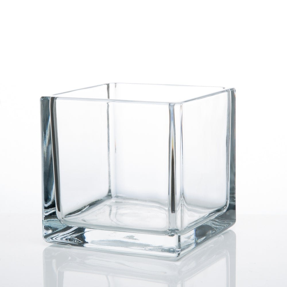 Transparent 3 Inch Glass Squire Cube Vase, Shape: square