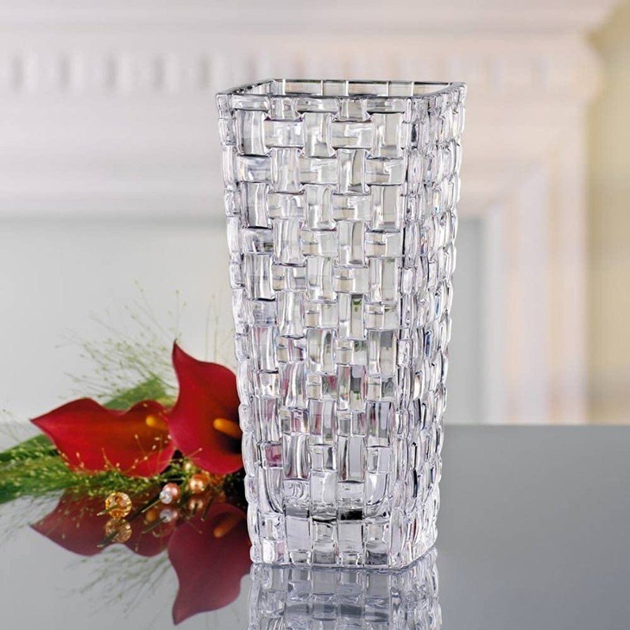 Transparent Glass Decorative Vases, Shape: Square, Size: 8inch