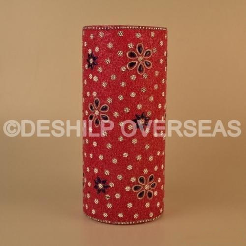 Glass Red Flower Vase, Shape: Bottle Shaped