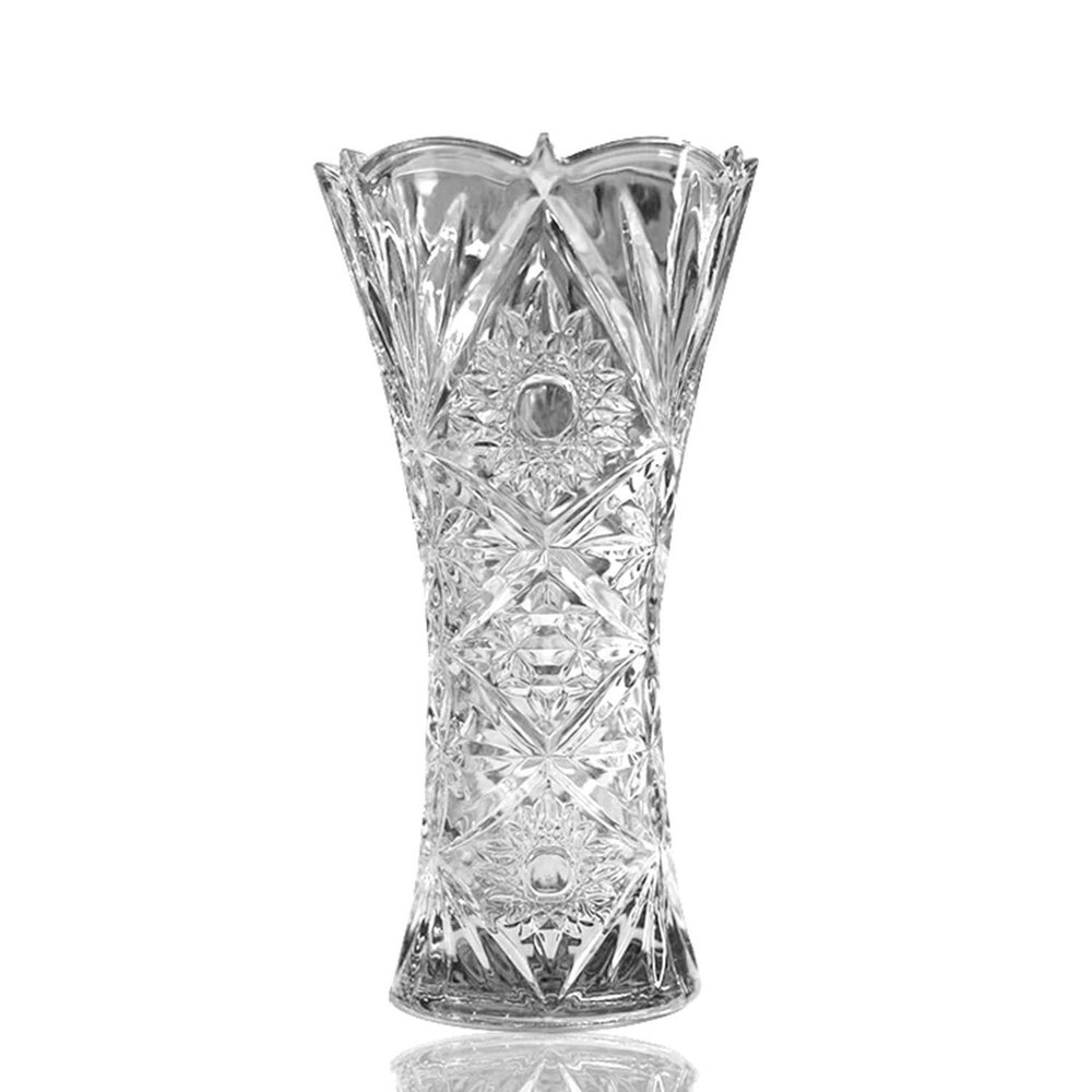 Transparent Glass Flower Pot Room Decor Heavy Crystal Glass 9.5 inch 1 pis