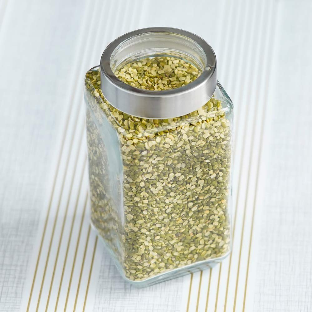 Grocery Container Transparent 1000ML Cube Jar Square Silver metal Lid For Kitchen Storage, Grade: Food, 1 Peace