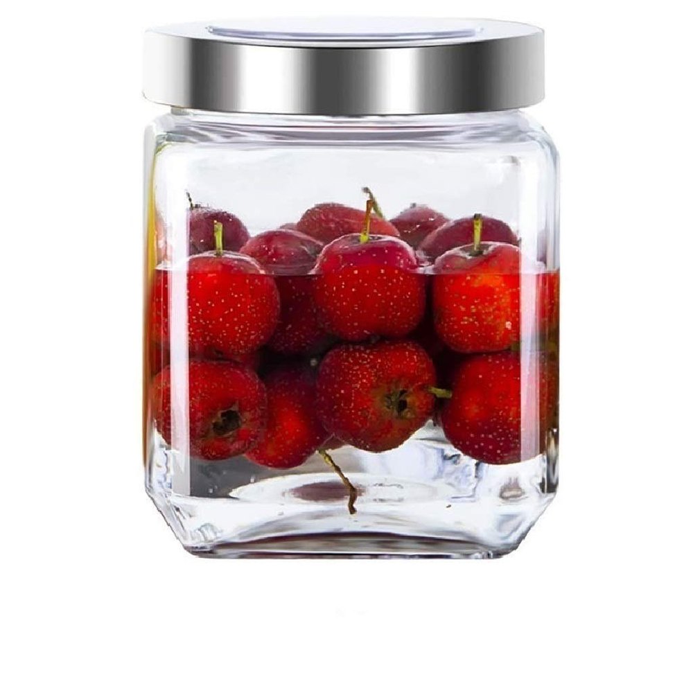 1 Transparent Star Work Kitchen Round Cube Glass Jars And Container 800 Ml
