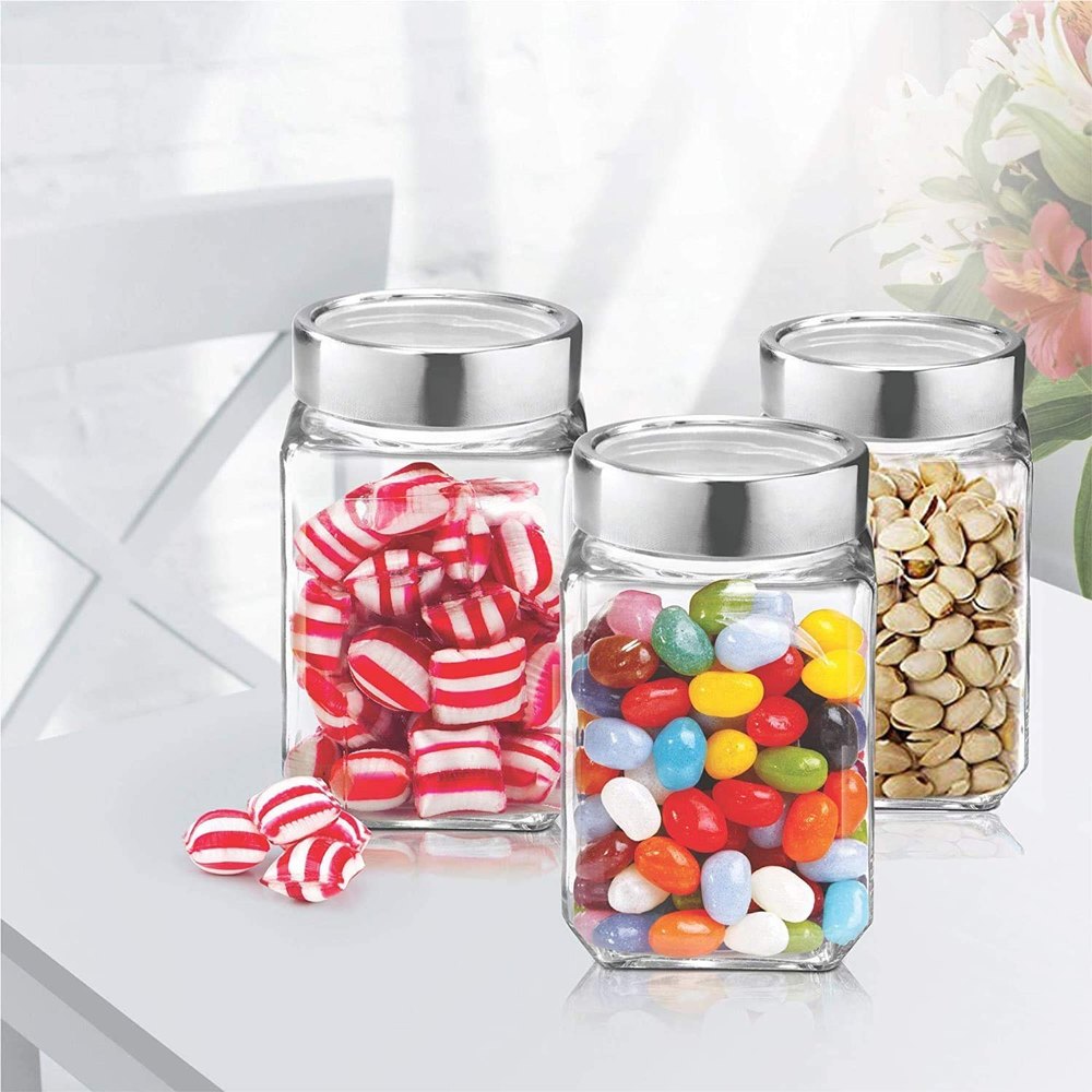 Kitchen Jar Transparent Cube Glass Jars, Capacity: 180 Ml