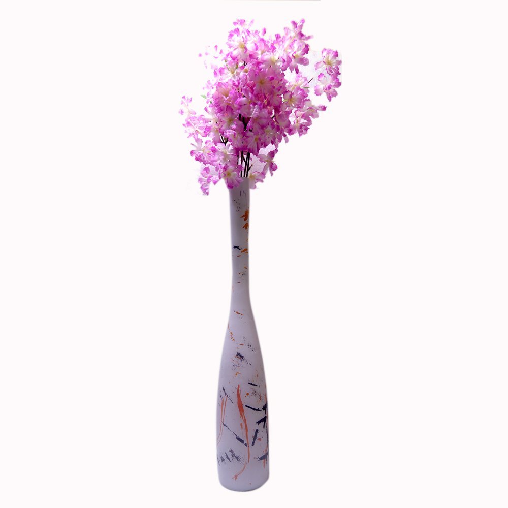 Craftfry Letest Indoor Long Hurricane Shape Flower Vase For Home Decor (White)