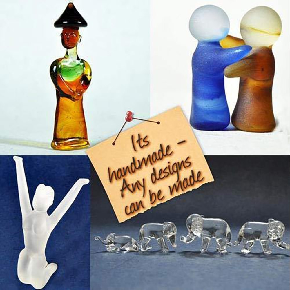 Custom Color Glass Handmade Figurines And Artifacts - Clear Glass, Size: 3 Inches