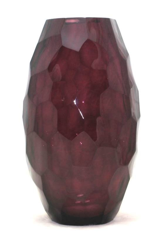 Purple Polished Glass Vase Hemet Cut, Shape: Cylindrical