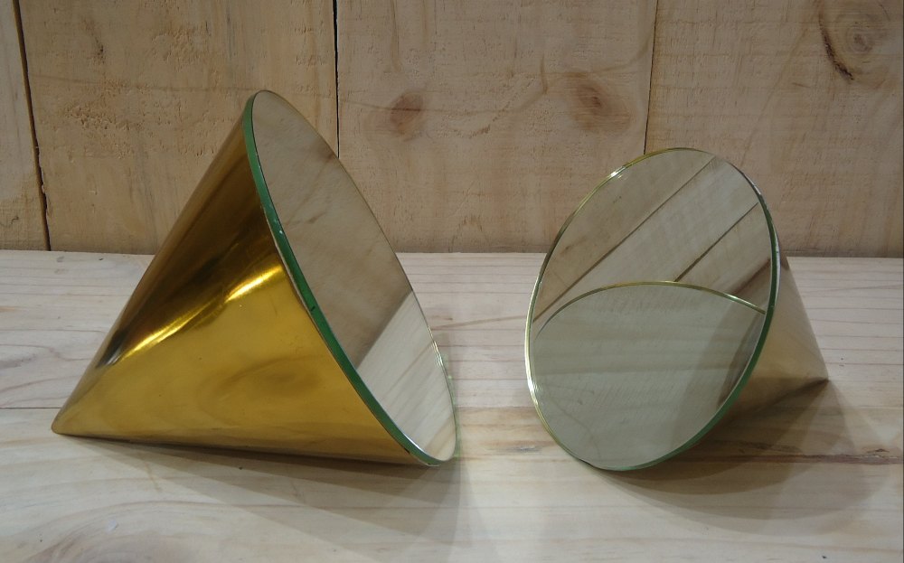 Brass Spherical Design Table Mirror Cone Shape
