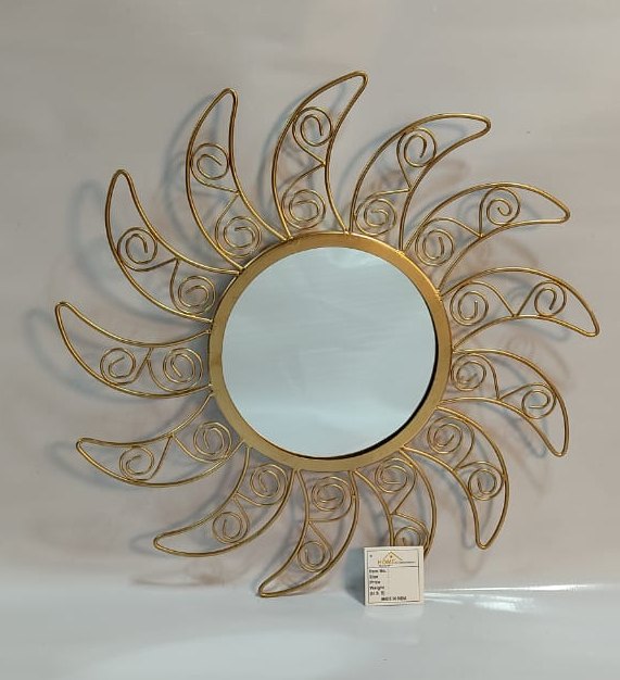 IRON & GLASS Golden Home Decor Mirror, Size: 50x50 CM
