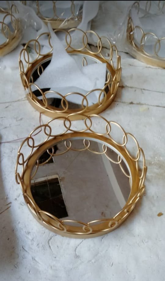 Round Brass Mirror Try / Gold Metal Mirror Try