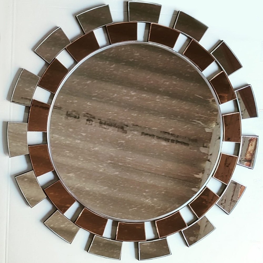 Silver Round Fancy Bedroom Mirror Glass, Size: 25x25 Inch