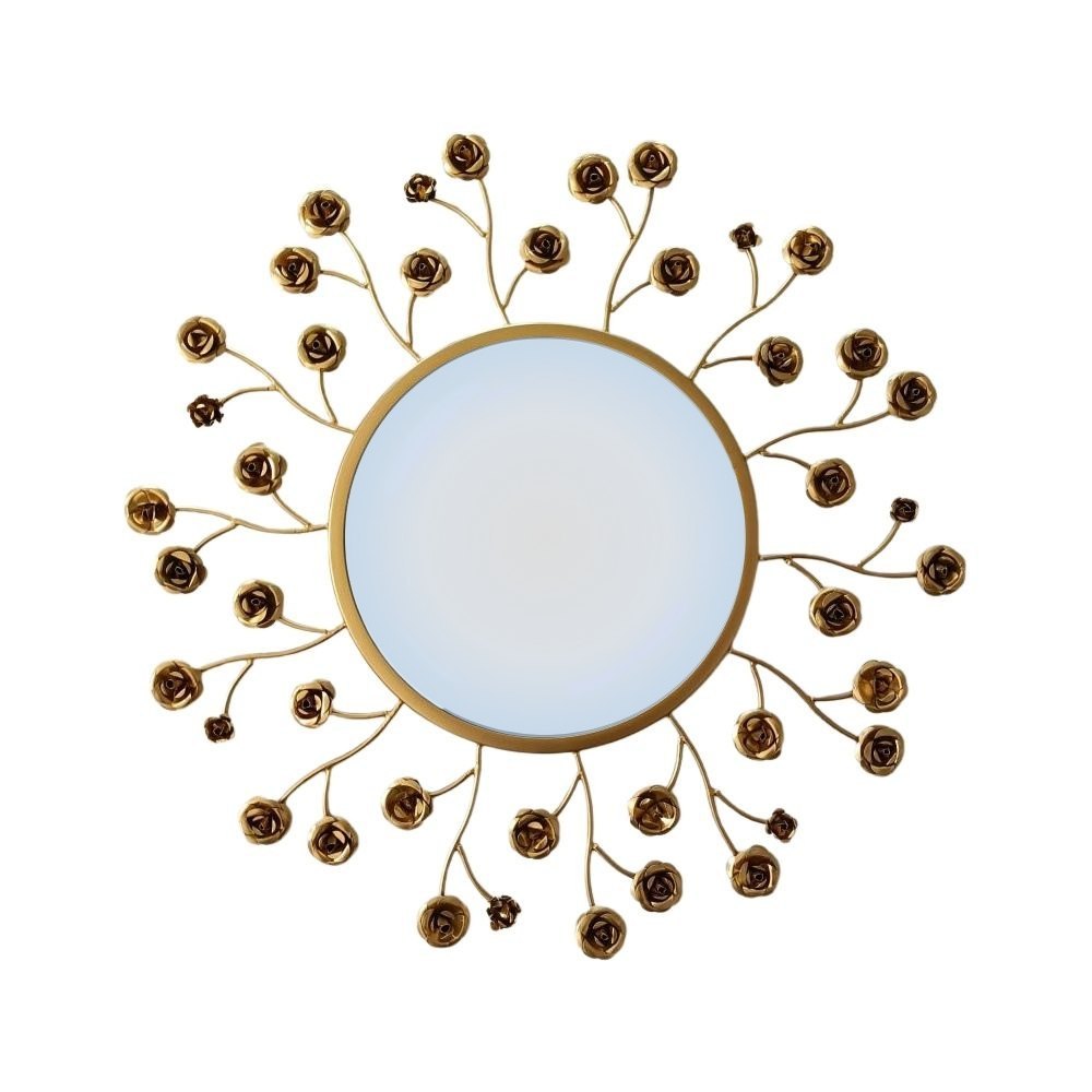 Golden Iron Floral Design Mirror, For Decoration, Size: Width: 69 cm, Height: 69 cm