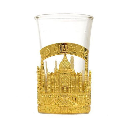 POPLI Gold Souvenir Shot Glass Taj Mahal, Size: 4 Inch