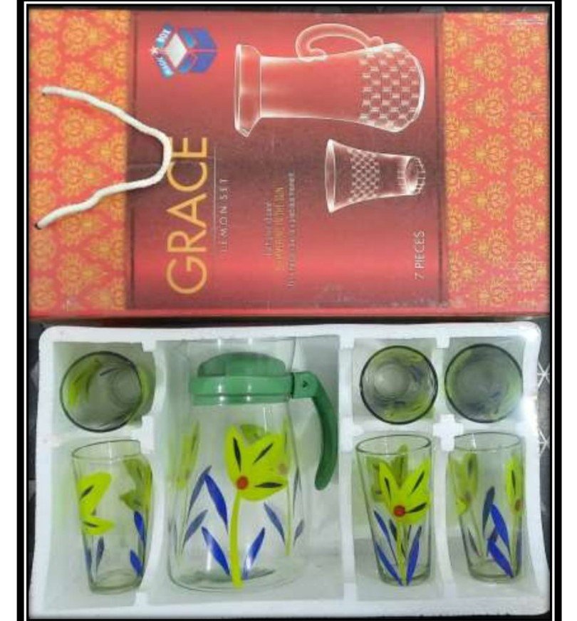 Transparent 8 Ar Glass Lemon Set hand paint, For Drinking