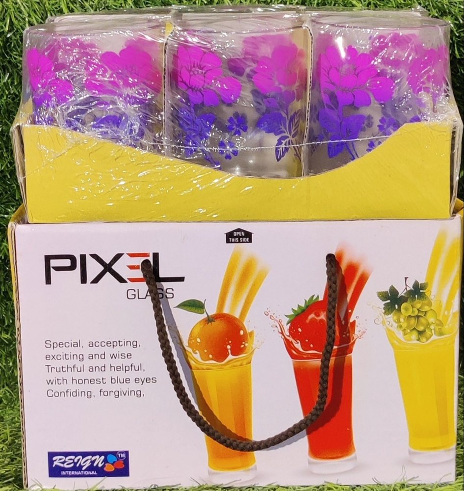 Multicolor Pixel Glass Set, For Home, 6 Piece