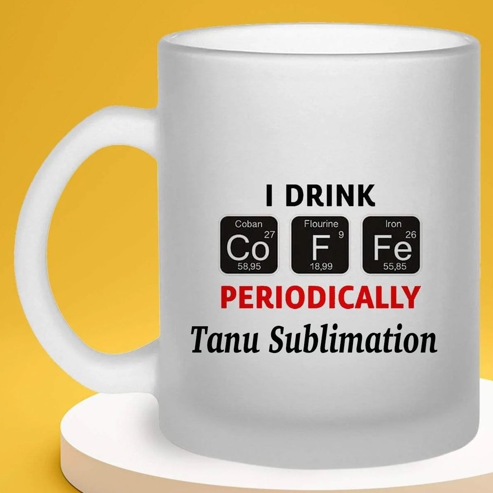 White Printed Glass Frosted Mug, For Gifting, Capacity: 300 ML